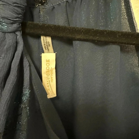 EUC $325 Ramy Brook Aviana Silk Halter Blouse - Metallic Feather - Picture 5 of 7